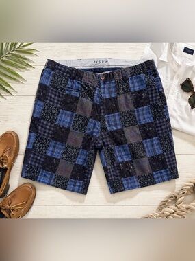 J.Crew Mens 38 Patchwork Madras Field Shorts Plaid Cotton Preppy Y2K